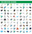 100 device icons set cartoon style vector image vector image