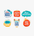 merry christmas and happy new year icons set vector image