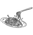 spaghetti dish hand drawn outline style vector image