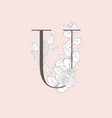 blooming floral elegant u monogram and logo vector image vector image
