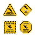 wet floor danger caution sign set slippery vector image vector image